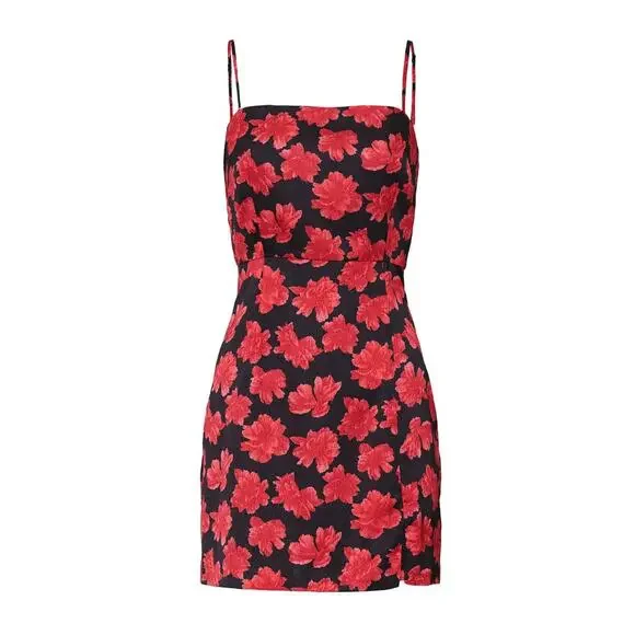 The East Order Black Floral Jacquard Mini Dress MEDIUM Slip Cocktail $169 Flaw - Picture 4 of 11